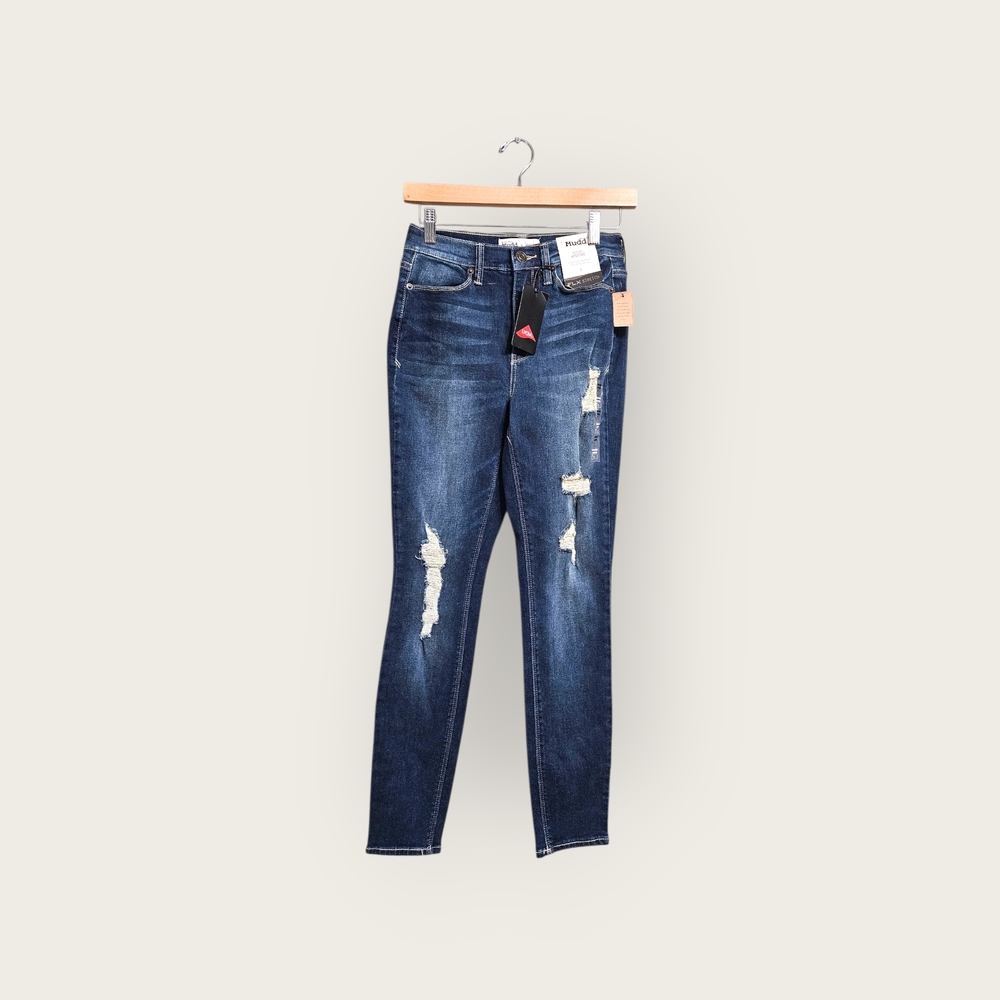 Mudd Women's Dark Blue Ripped Skinny Jeans